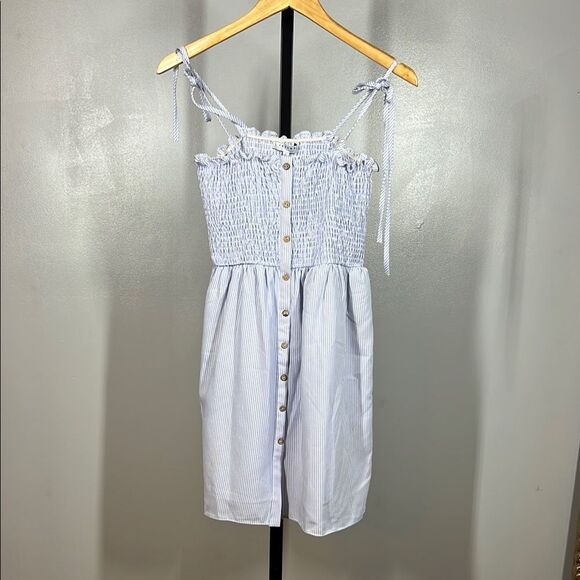 FAVLUX Light Blue Striped Mini Dress - Picture 1 of 6